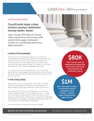 CourtFunds case study - York County, PA restitution